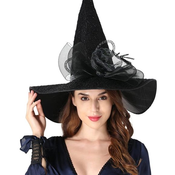 Sdsaena Deluxe High Halloween Witch Hat - Black - Picture 7 of 11